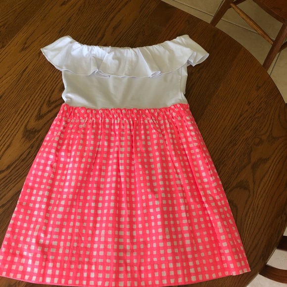 Lilly Pulitzer Yummy Melon Painterly Gingham Dress Sz Small. NWT. Strapless. - Picture 2 of 8